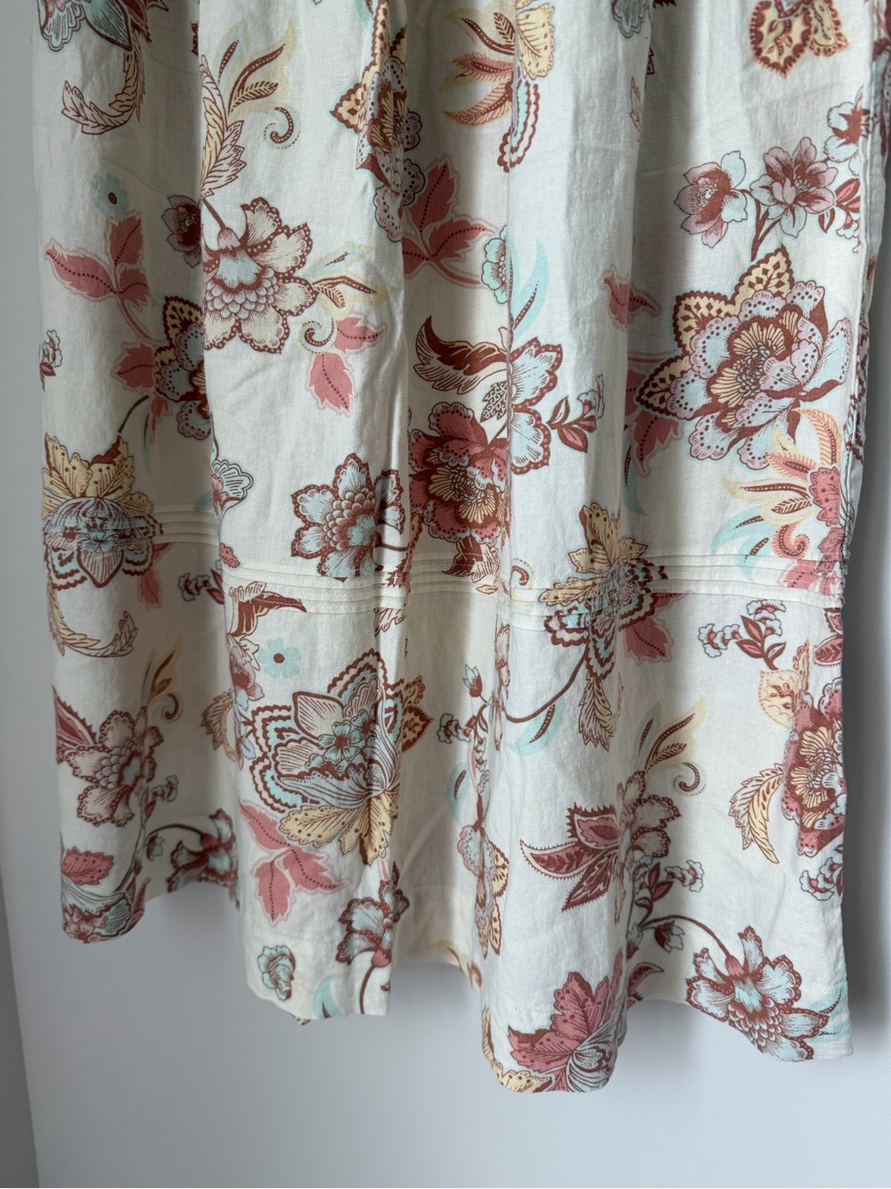Joie Cream linen Floral Tiered Maxi Skirt with Pink and Rust Accents - Picture 2 of 7